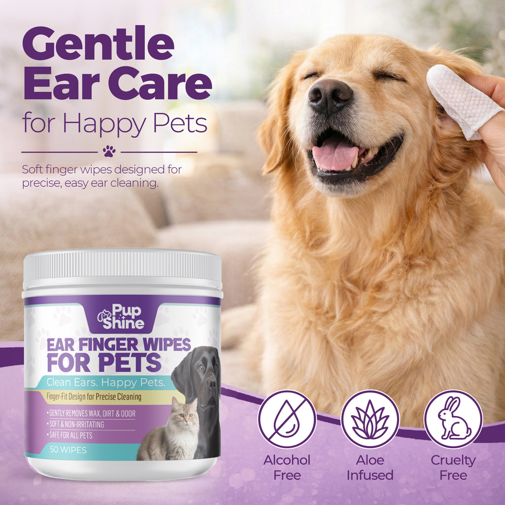 PupShine Ear Finger Wipes for Pets