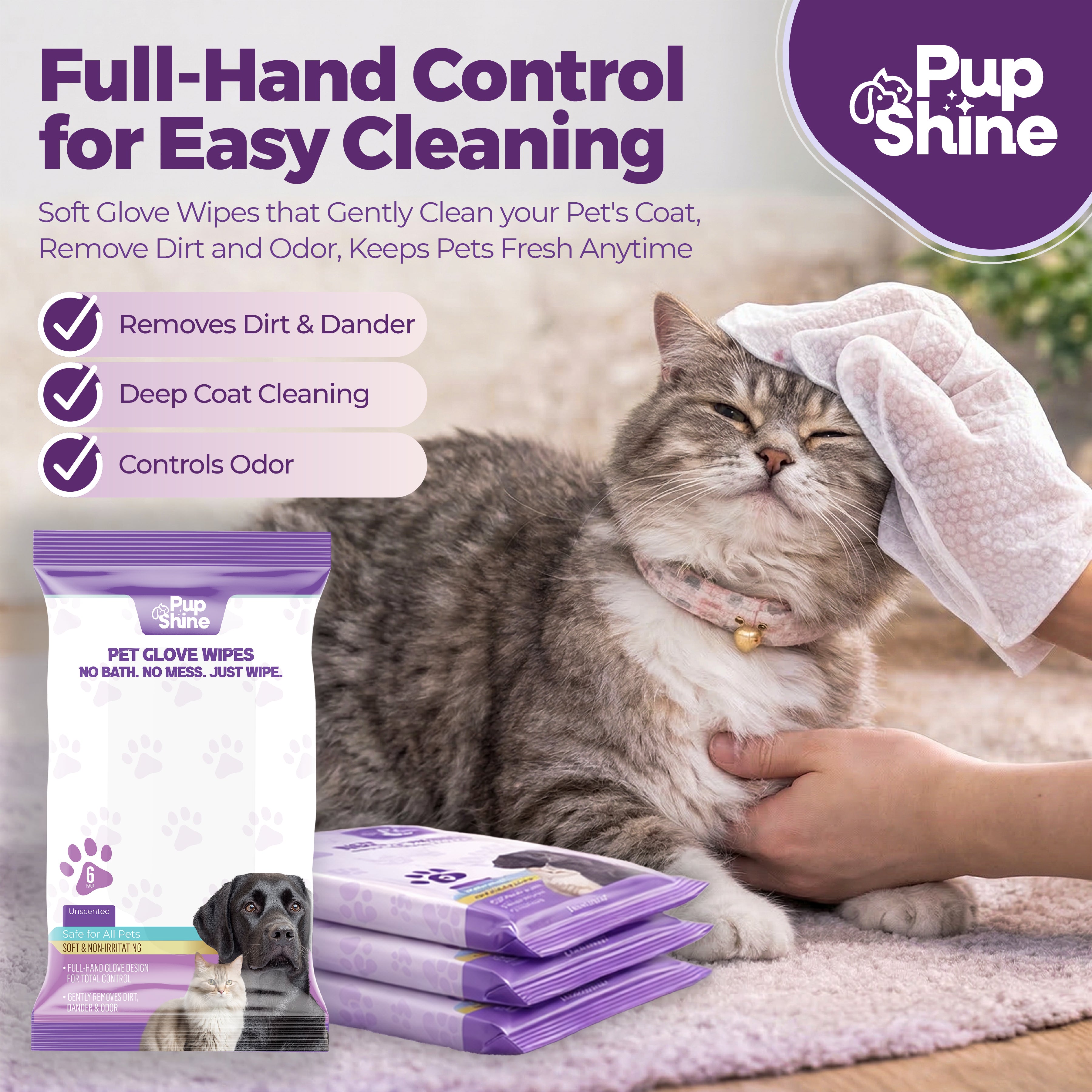 PupShine Pet Glove Wipes