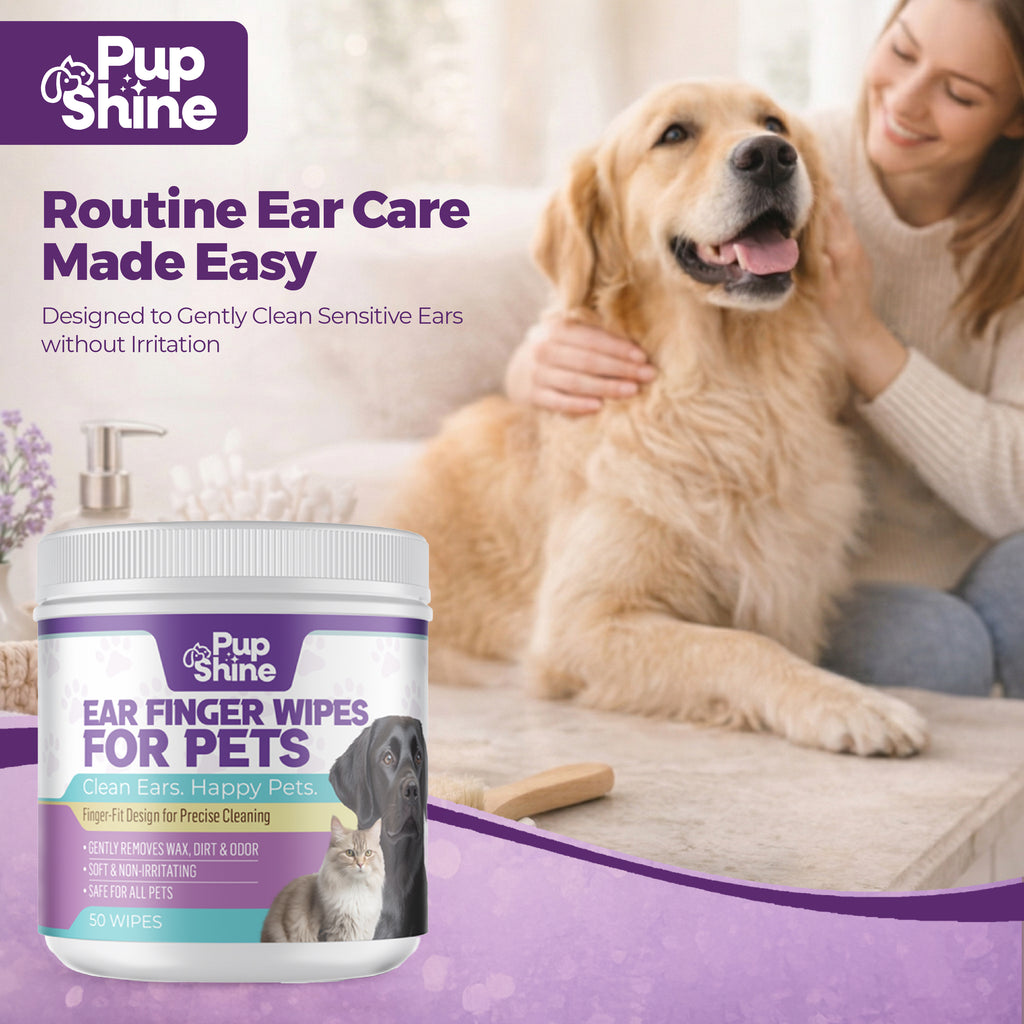PupShine Ear Finger Wipes for Pets