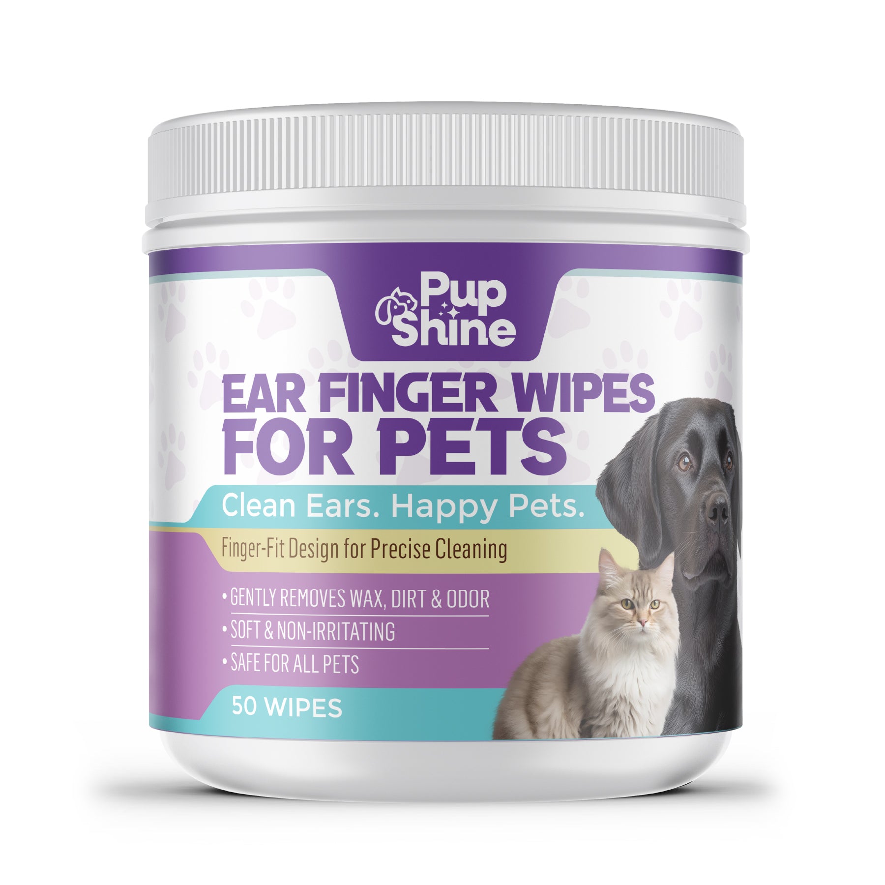 PupShine Ear Finger Wipes for Pets